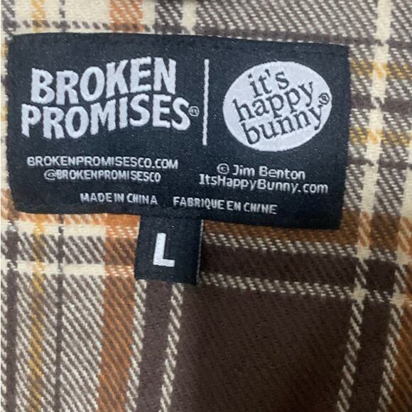 Broken Promises X Happy Bunny Grafitti Flannel Button Front Shirt sz LG - Picture 7 of 11